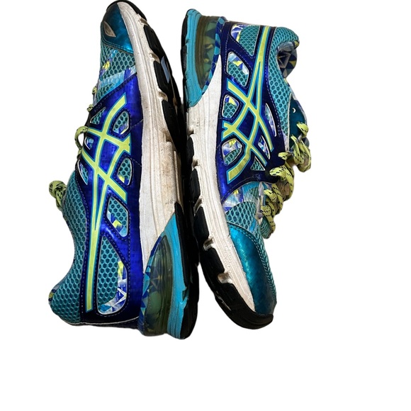 ASICS Women's Blue/Green Gel T48q Bluelime Running Shoe/Sneaker-Size 6.5 - Picture 10 of 13